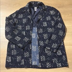 Navy Floral Button Down